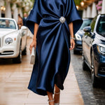 Sandra — Πολυτελές Μακρύ Φόρεμα από Λαμπερό Σατέν