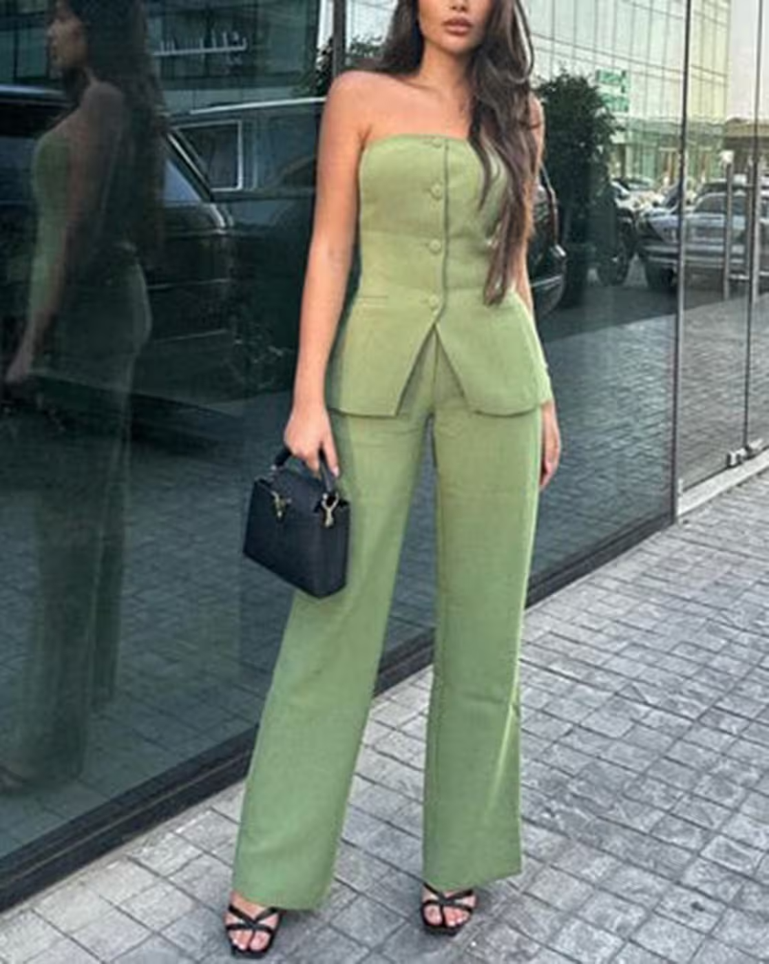 Ciara — Αμάνικο Σετ Δύο Τεμαχίων με Κουμπιά