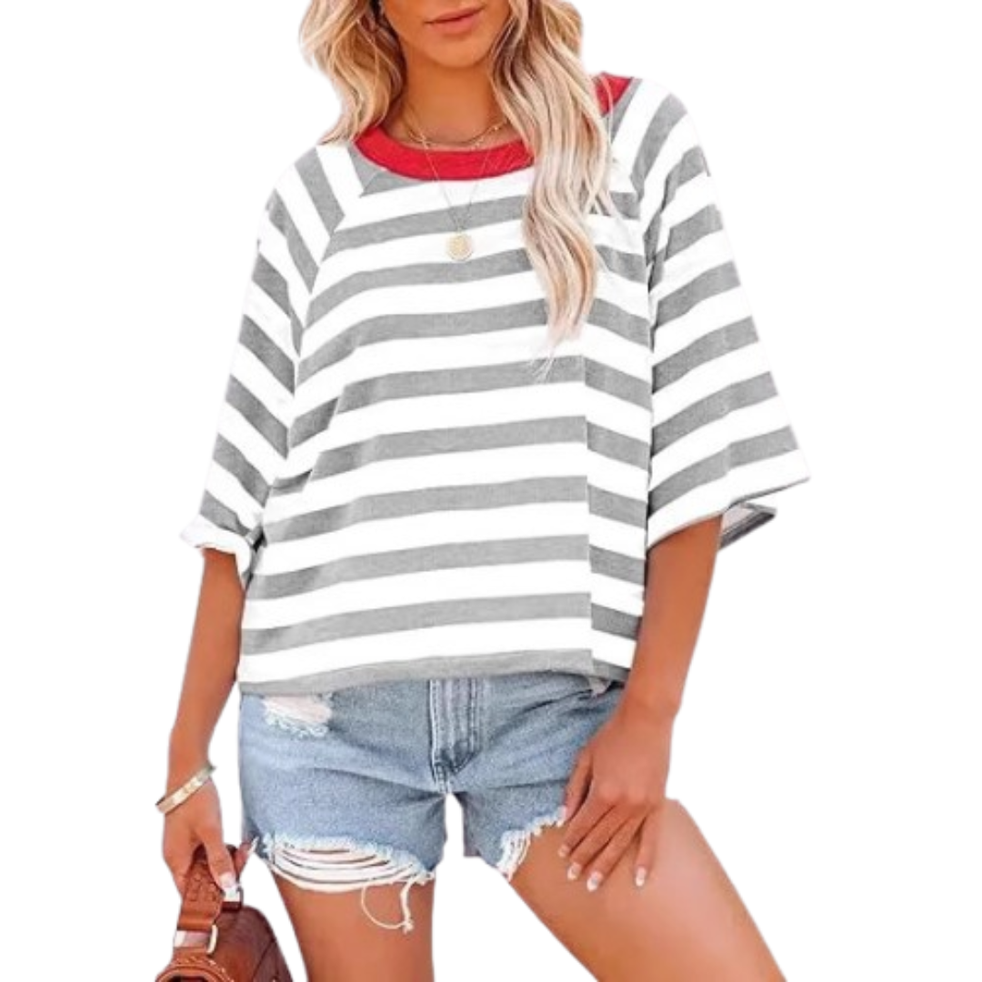 Moira — Μοντέρνο Καλοκαιρινό Τοπ με Στρογγυλή Λαιμόκοψη και Φαρδιά Εφαρμογή
