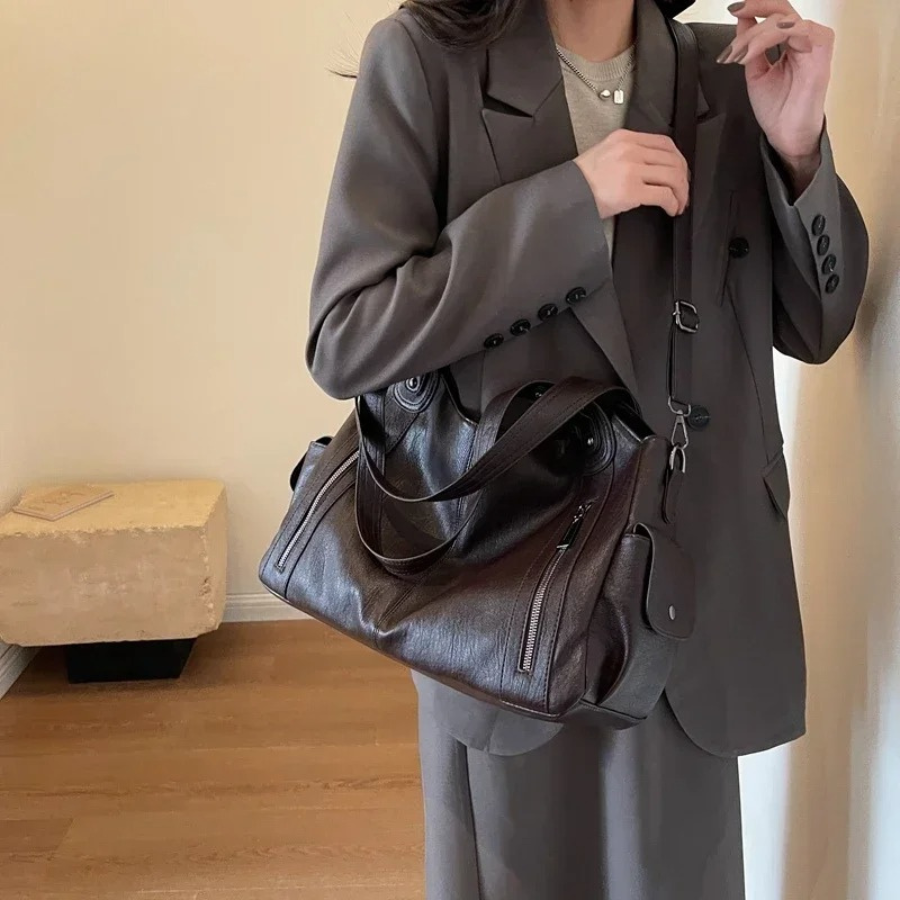 Claire — Τσάντα Ώμου Μεγάλης Χωρητικότητας με Διπλό Φερμουάρ