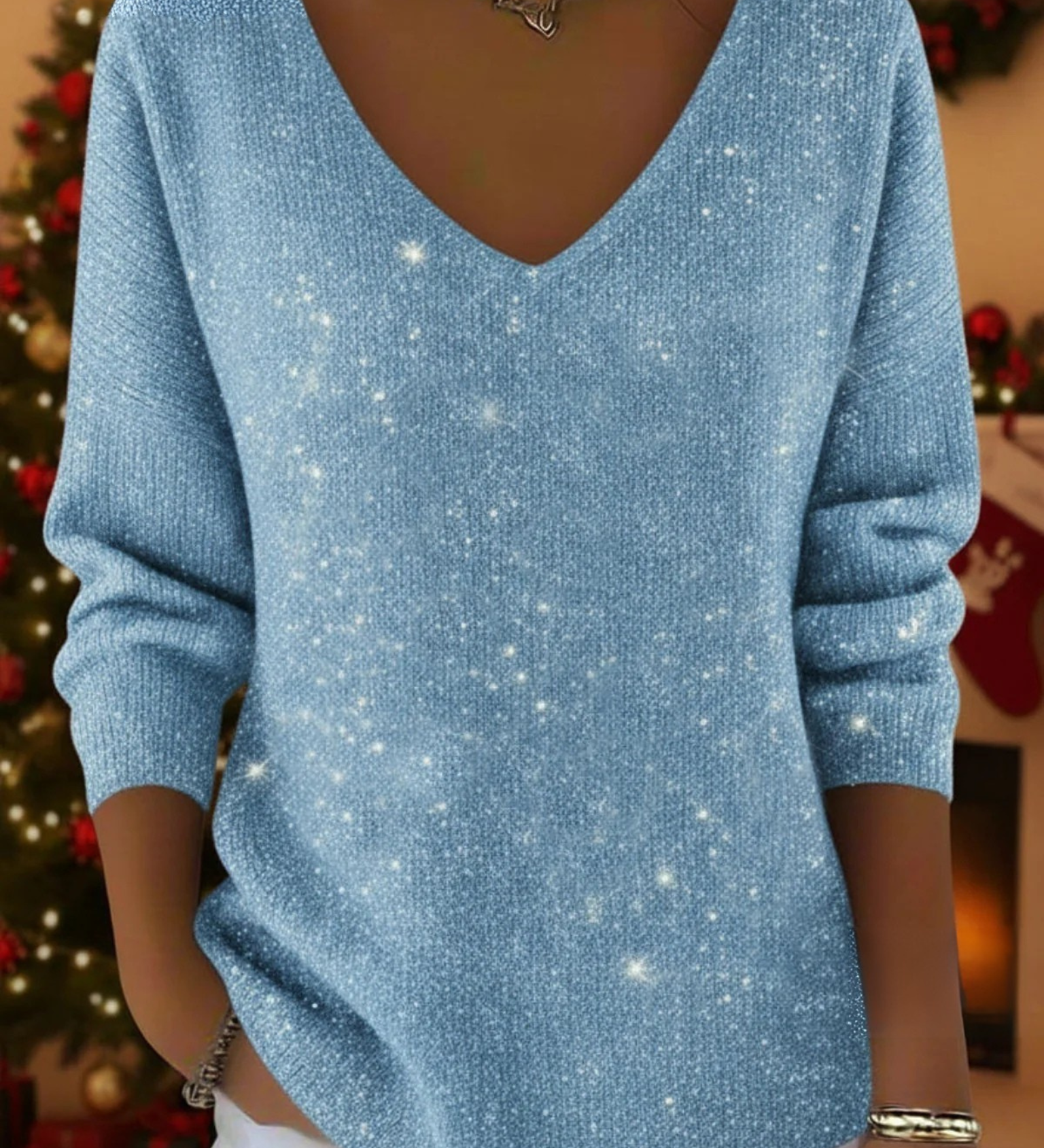 Bláthnaid — Sparkle V Neck Jumper