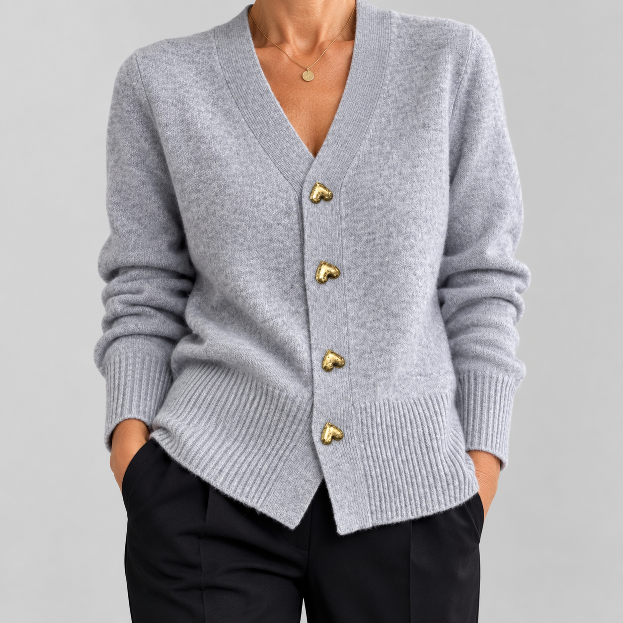 Gráinne — Heart Button Cardigan