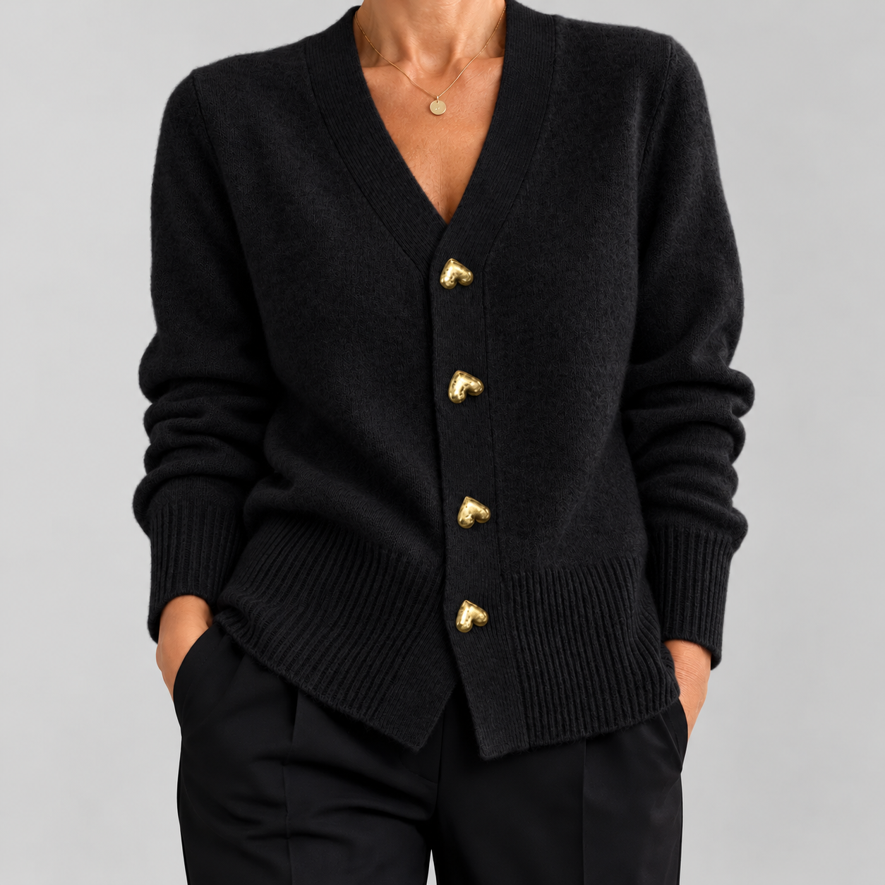 Gráinne — Heart Button Cardigan