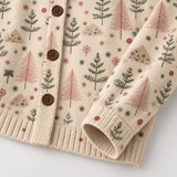 Abigail — Cream Christmas Tree Hooded Knitted Cardigan
