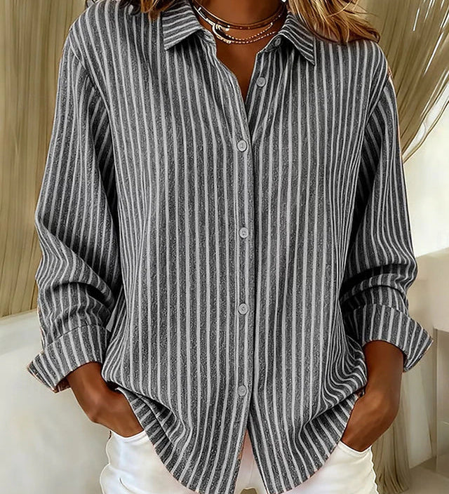 Sinéad — Striped Button Up Blouse