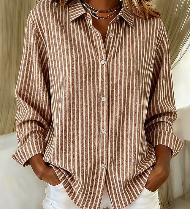 Sinéad — Striped Button Up Blouse