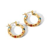Λαμπερά Χρυσά Στρογγυλά Σκουλαρίκια με Ζιρκόν