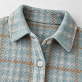 Louise — Γαλάζια Καρό Ζακέτα με Κουμπιά