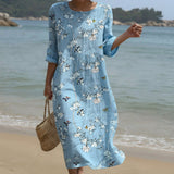 Joanne — Maxi Dress with Round Neck and Print