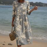 Mairead — Midi Dress with Plant and Flower Print