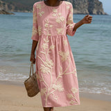 Theresa — Midi Dress with Plant and Flower Print